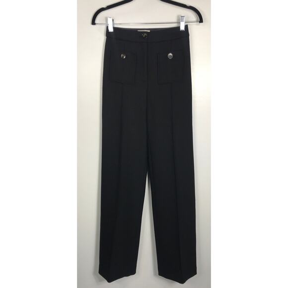 New Sezane Dan Trouser Pants Black 32 US 0 Wool Blend NWT - Picture 2 of 15